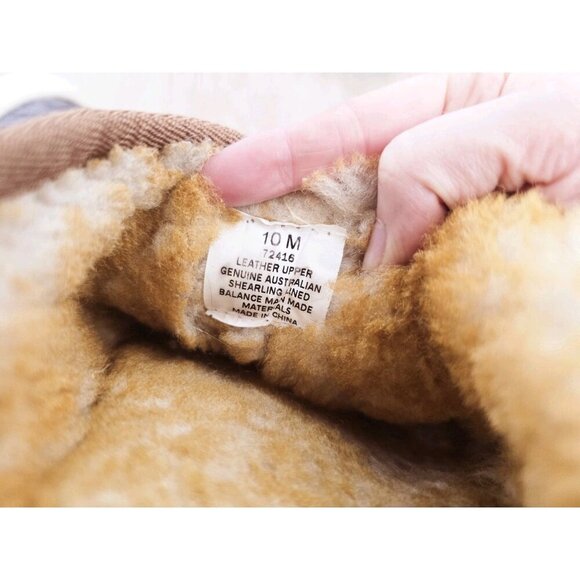 The Vermont Country Store Sheepskin Suede Leather Shearling Fur Slippers Mens 10 - Picture 9 of 10